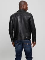 Guess maroon leather jacket clearance