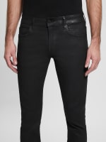 Blue Vanilla Black Camo Print Leather-Look Coated Skinny Jeans