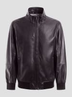 Guess leather jacket brown clearance