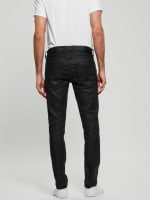 GUESS By Marciano Soft Coated Denim Moto pants zipper dark brown