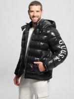 GUESS Shiny Hooded Puffer Jacket Black S