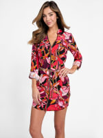Elina Printed Belted Dress GUESS Factory Ca