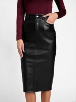 Faux-Leather Midi Skirt | GUESS Factory