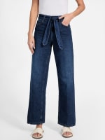 Clover Belted Wide-Leg Jeans | GUESS Factory Clover Belted Wide-Leg Jeans | GUESS Factory