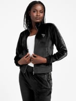Eco Janess Logo-Tape Velour Jacket | GUESS Factory Ca