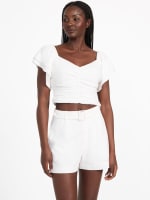 Aiko Ruffle Crop Top | GUESS Factory