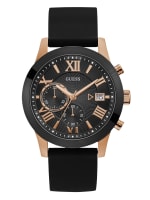 Black and Rose Gold-Tone Multifunction Watch | GUESS Canada