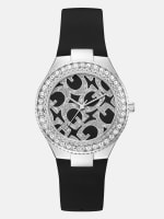 Black and Silver-Tone Analog Silicon Watch | GUESS Factory