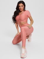 Guess Women's Active Leggings Print, Allover Logo Pink, Extra