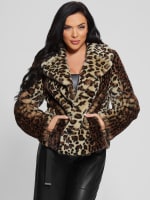 Guess leopard print coat clearance