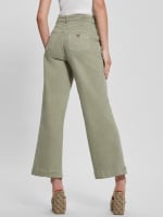 GUESS Womens Green Pocketed Zippered Super-high Rise Culotte Wear To Work  Wide Leg Pants L 