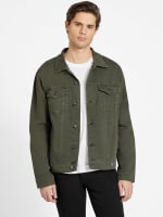 Green hooded denim jacket top
