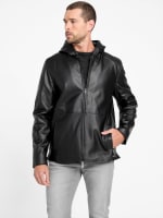 Andy Faux-Leather Hooded Jacket | GUESS Factory