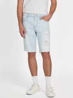 デニム・ジーパン IONSEOUL mine destroyed shorts BBJ330 Clarke Destroyed Denim Shorts | GUESS Factory