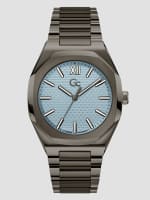 Gc Dark Silver and Light Blue Analog Watch | GUESS