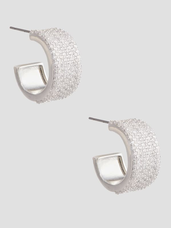 Silver Tone CZ Hoop Earrings GUESS