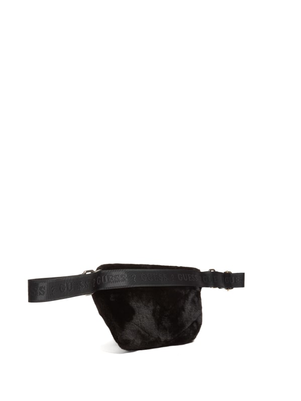 Black fur fanny pack shop