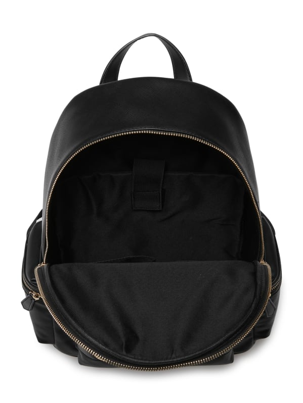 Black faux leather backpack sale