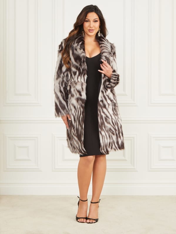 Snow Leopard Women's Faux Fur Robe House Coat