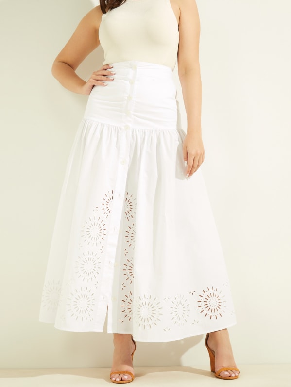 Guess white shop maxi skirt