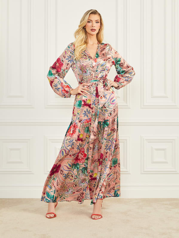 Marciano Nomad Silk Maxi Dress Amazonia Daydream 40