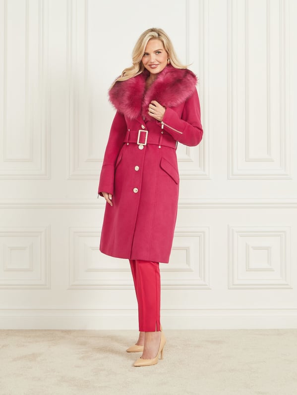 Guess textured asymmetric zip wool blend coat shop