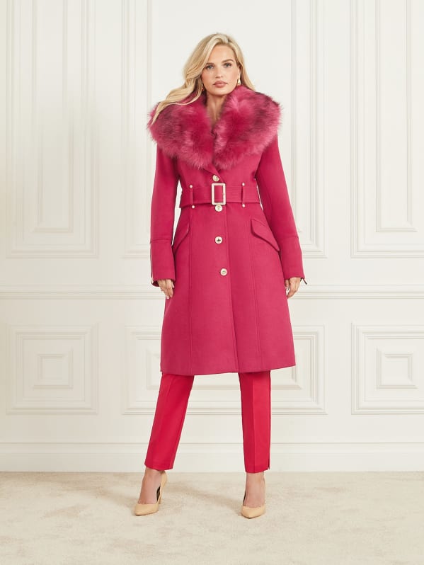 Guess pink wool coat store