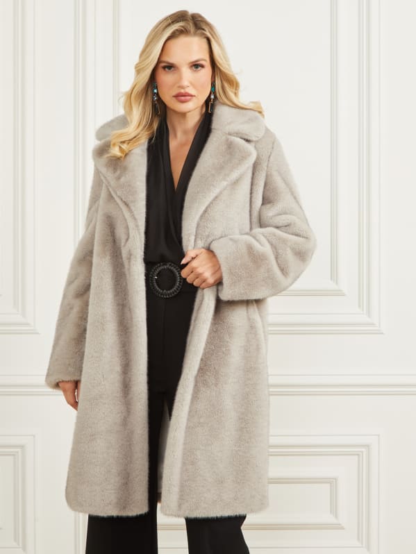 Satin Lapel Faux Fur Blazer - Ready to Wear