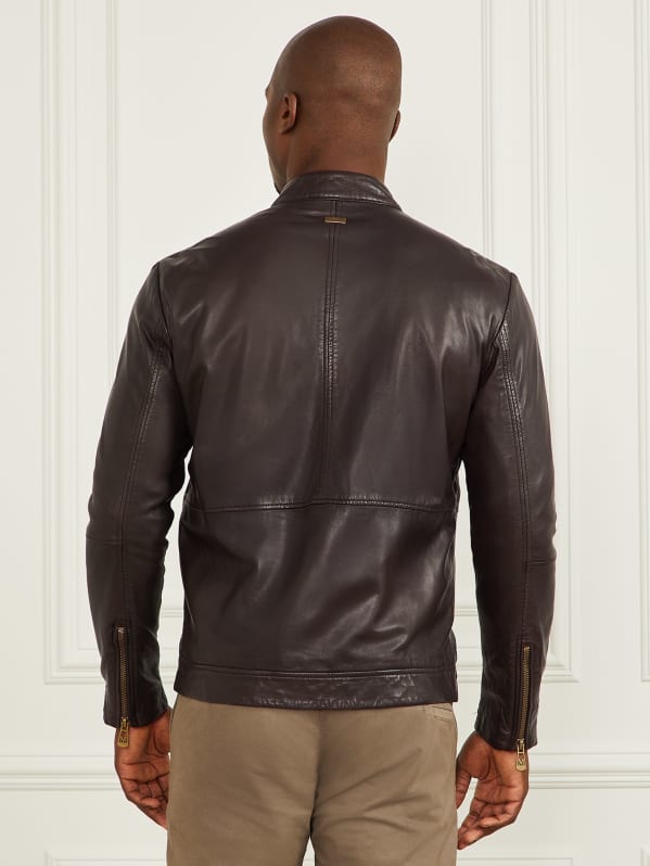 Genuine Leather Biker Jacket GUESS Canada