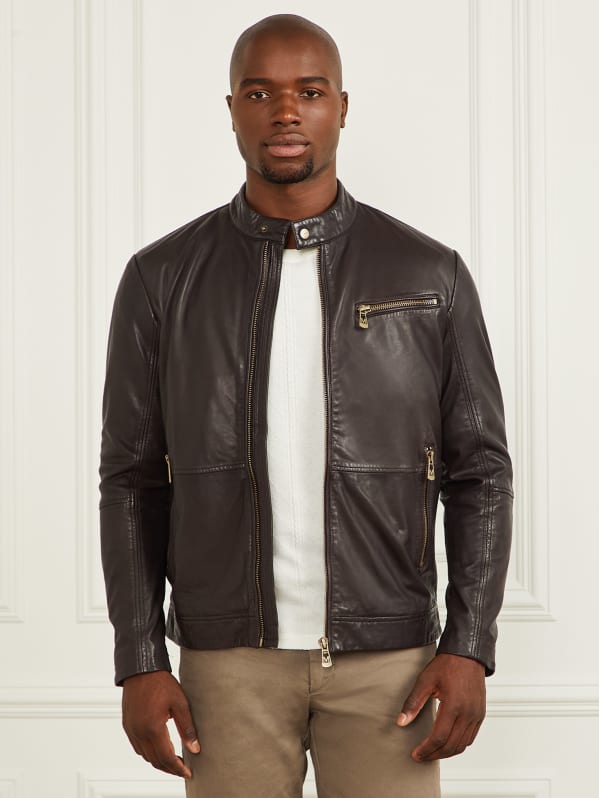 Genuine leather moto jacket shop