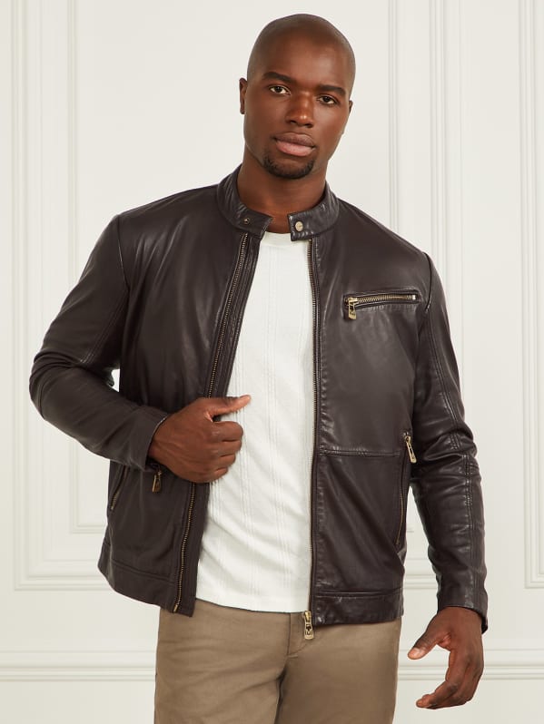 Genuine Leather Biker Jacket GUESS Canada