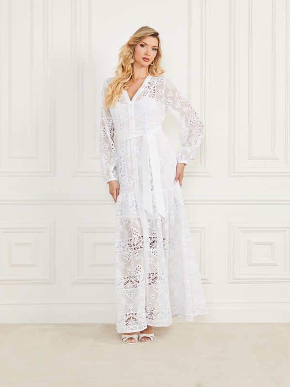 Cassandra Eyelet Dress GUESS Canada