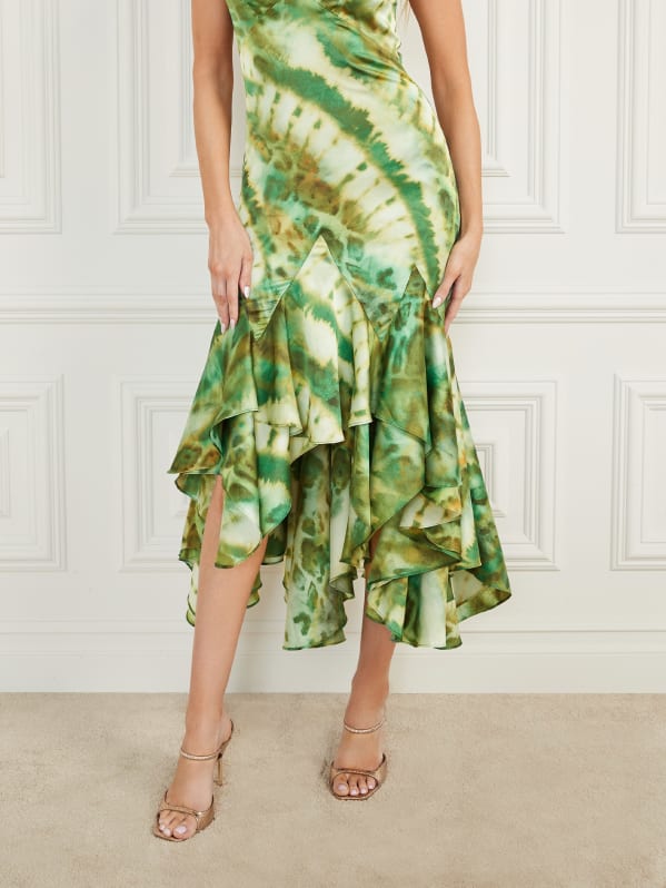 Waterfall Printed Satin Dress | Marciano