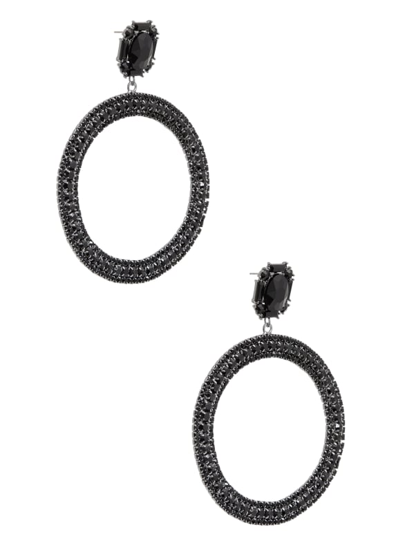 Black Rhinestone Statement Hoop Earrings GUESS Canada