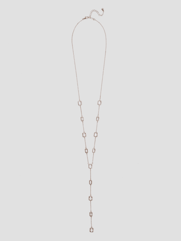 Rose Gold Tone Crystal Y Necklace