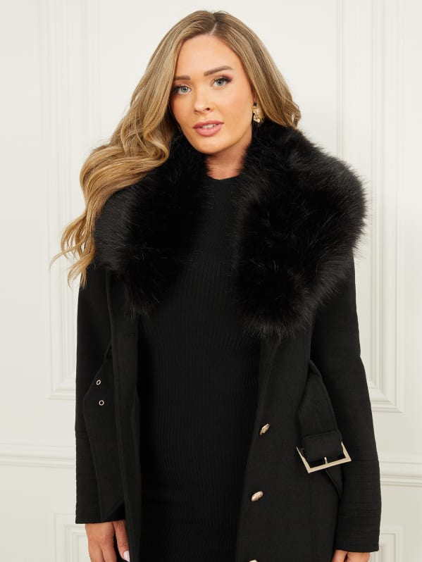 Guess long black coat store