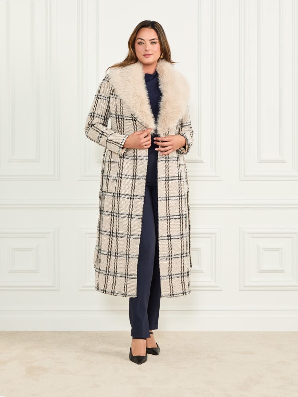 Guess plaid coat discount