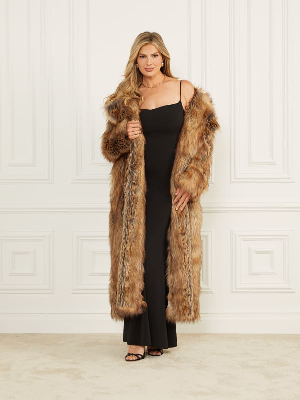 Guess faux fur collar coat best sale