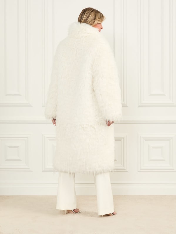 Faux fur coat long white clearance