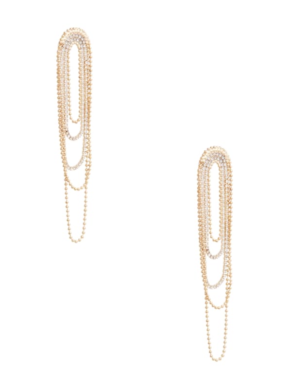 Gold Tone Rhinestone Statement Drop Earrings GUESS Canada