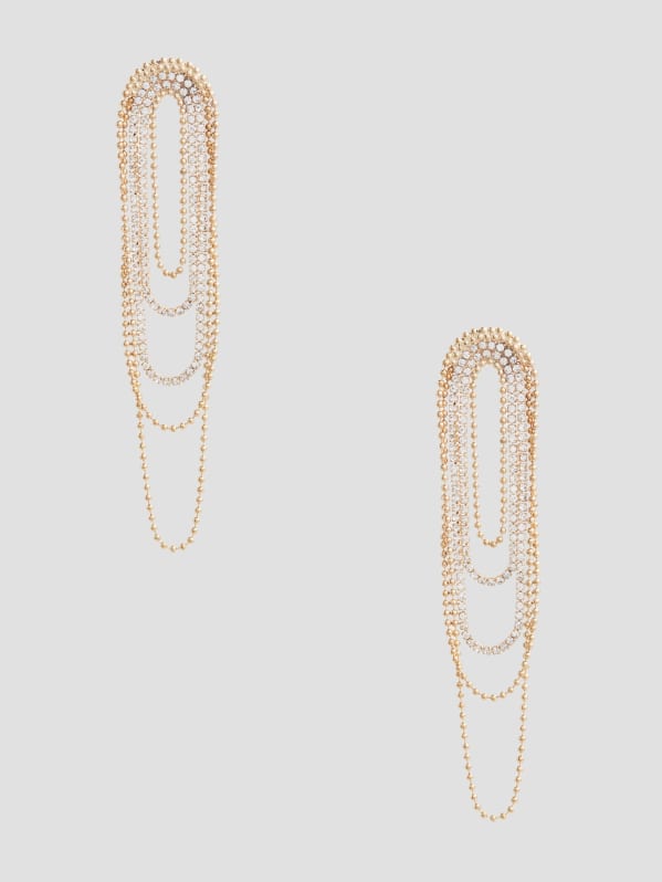 Gold rhinestone drop earrings clearance