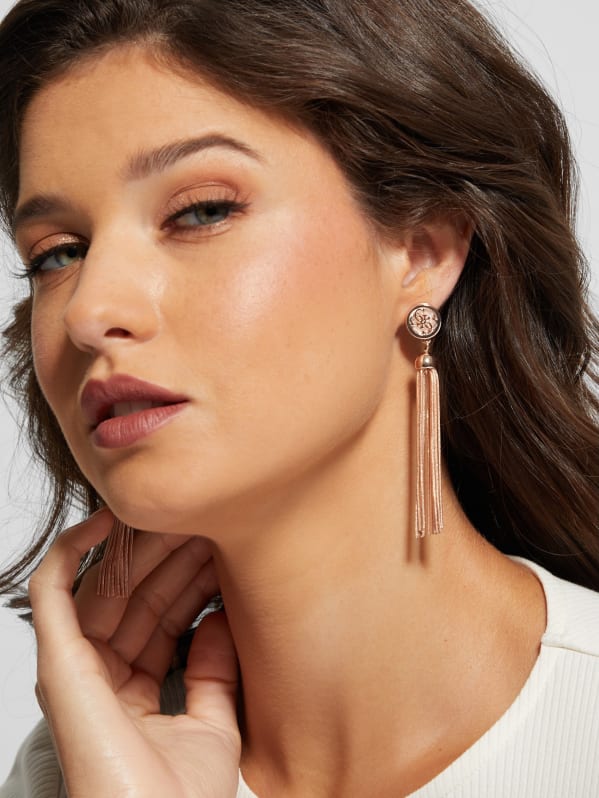 Rose Gold Tone Quattro G Tassel Earrings