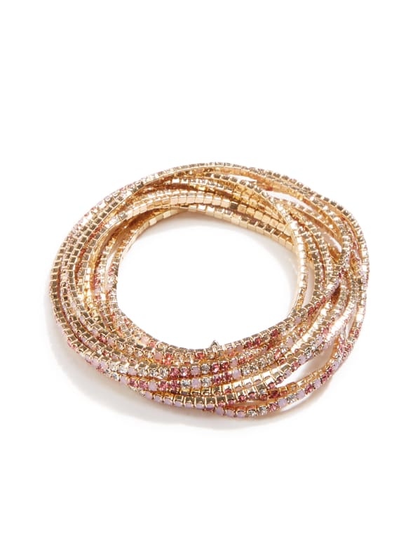 Gold Tone and Multicolored Bead Bracelet Set GUESS Canada