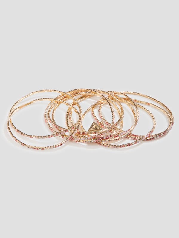 Gold Tone and Multicolored Bead Bracelet Set GUESS Canada