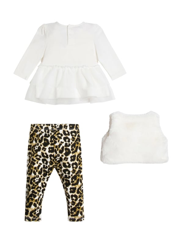 Faux-Fur Vest, Tulle Tee and Leggings Set (0-24M)