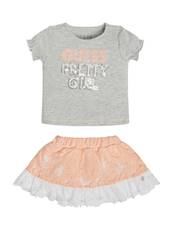 Sequin Tee and Lace Skirt Set 0 24M GUESS Canada