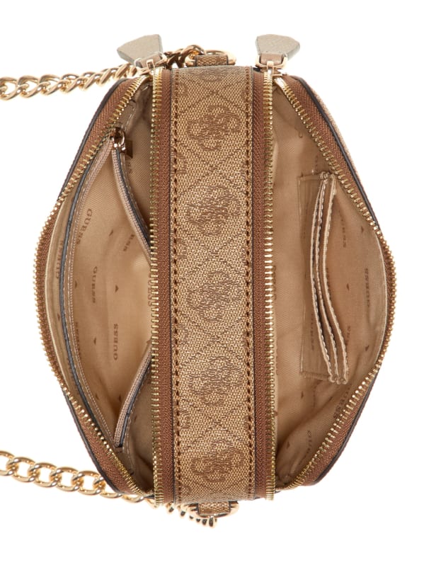 Guess NOELLE CROSSBODY CAMERA (Beige) - Bolsos de mano chez Sarenza (543869)