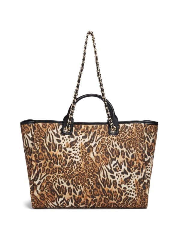 Leopard Canvas Beach Tote GUESS Canada