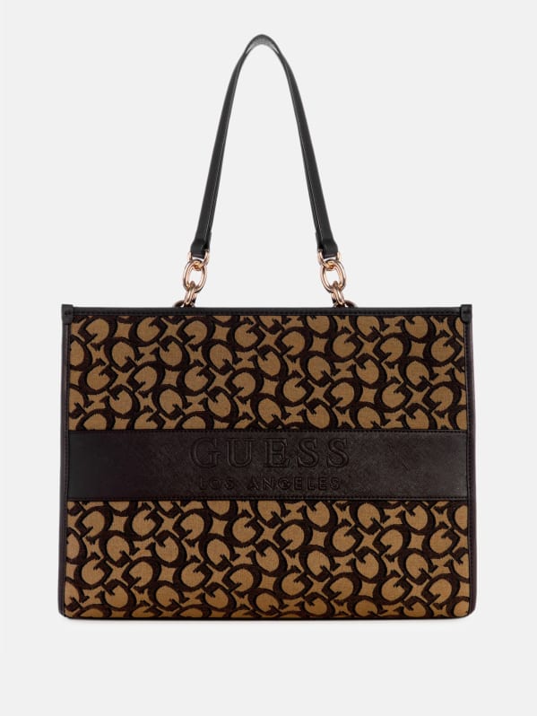 Myrtille Jacquard Logo Tote GUESS Factory Ca