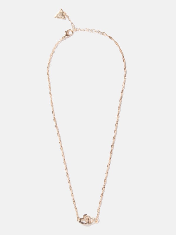 Gold Tone Interlocking Hearts Necklace